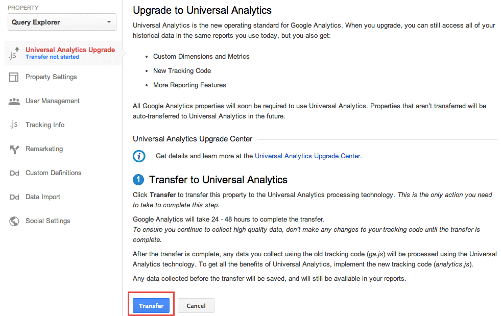 Upgrade to Universal Analytics